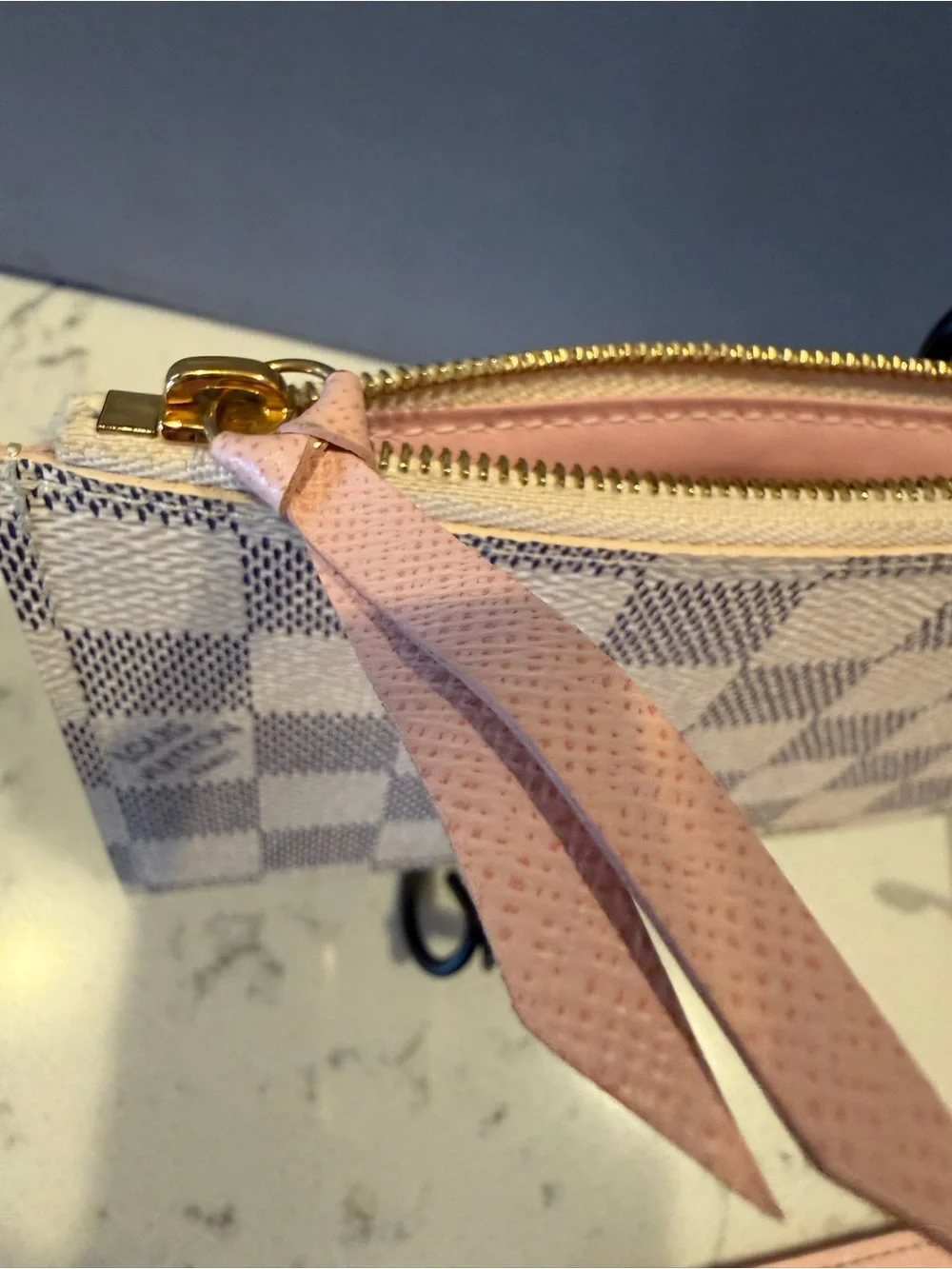Louis Vuitton Pink Card Holder with Damier Azur Zip Pouch